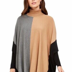 Alfani Turtleneck Color Block Poncho size S